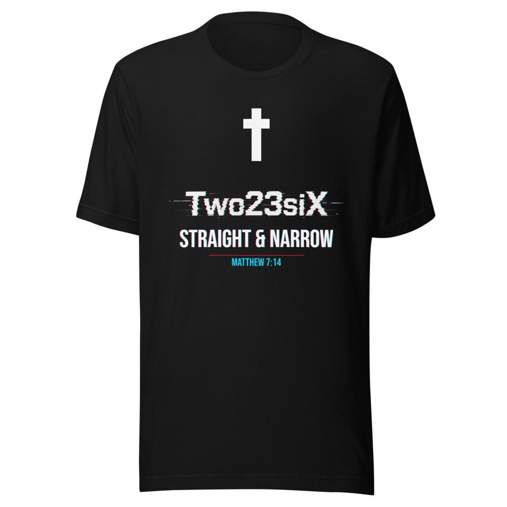 Straight & Narrow Tee in black, front view