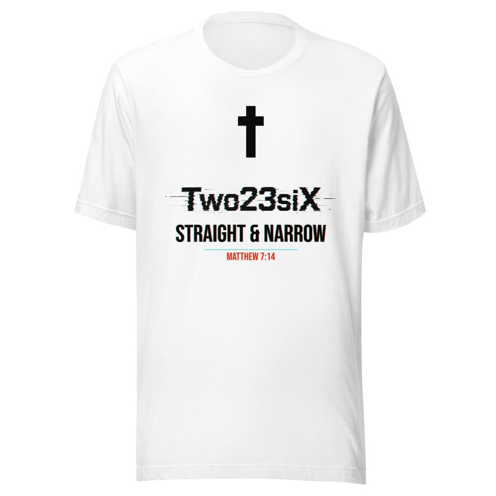 Straight & Narrow Tee in white, front view
